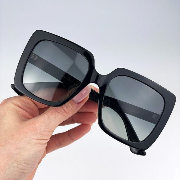 Gucci GG0418S 001 Sunglasses Black Grey Square Women - Picture 6 of 12